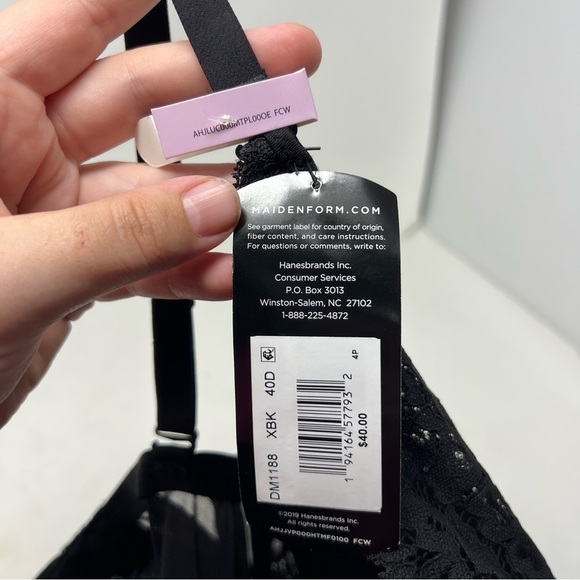 NWT Maidenform Lightly Lined Convertible Lace Bralette Size 40D - Picture 11 of 12